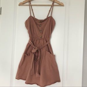 Tie Waist Botton Up Mini Dress